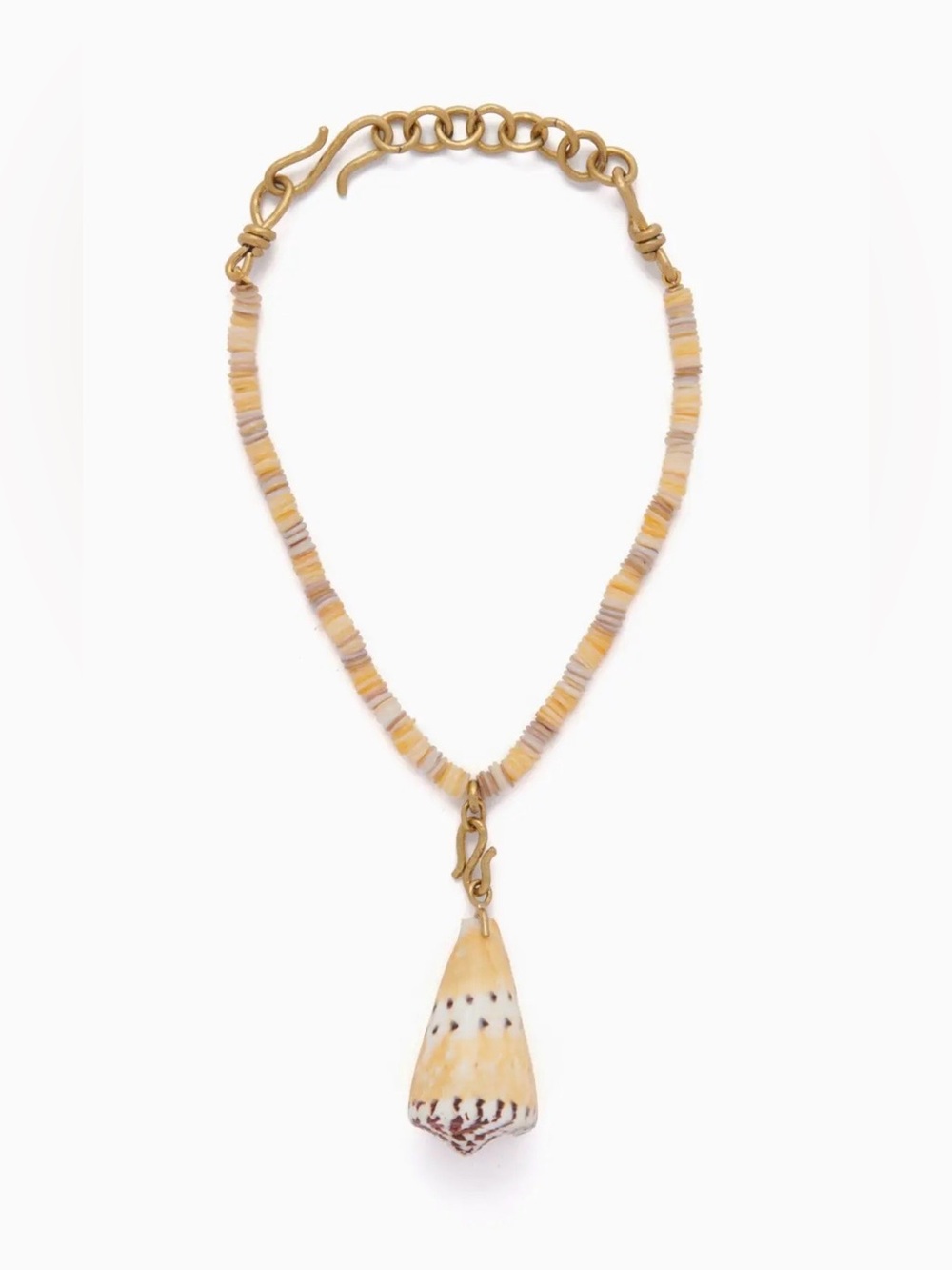 Ulla Johnson Roundel Cone Shell Necklace w/ Brass Clasp